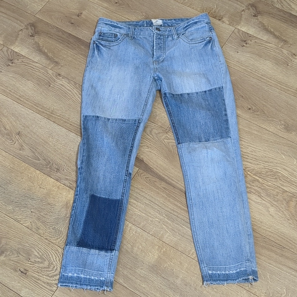 FREE PEOPLE Jax Patchwork Raw Hem 4-Button Fly Skinny Jeans Size 28 - Picture 4 of 9